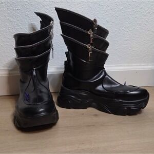 Cyber Goth Platform Combat Boots KPOP Cosplay Rave Chunky Sole EU 37